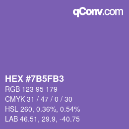 カラーコード: HEX #7B5FB3 | qconv.com