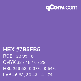 颜色代码: HEX #7B5FB5 | qconv.com