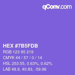 カラーコード: HEX #7B5FDB | qconv.com