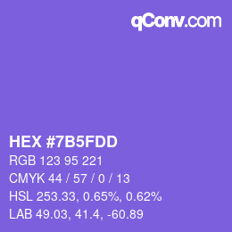 Color code: HEX #7B5FDD | qconv.com