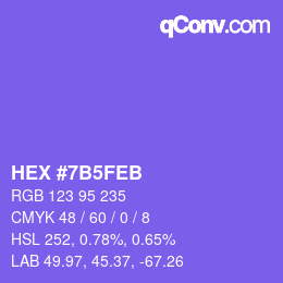 Color code: HEX #7B5FEB | qconv.com