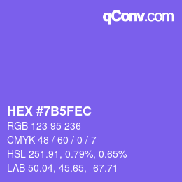 Color code: HEX #7B5FEC | qconv.com