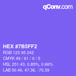 カラーコード: HEX #7B5FF2 | qconv.com