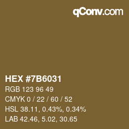 Color code: HEX #7B6031 | qconv.com