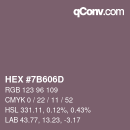 Farbcode: HEX #7B606D | qconv.com