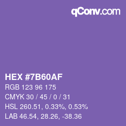 Color code: HEX #7B60AF | qconv.com