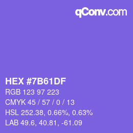 カラーコード: HEX #7B61DF | qconv.com