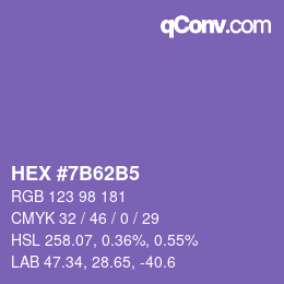 Color code: HEX #7B62B5 | qconv.com