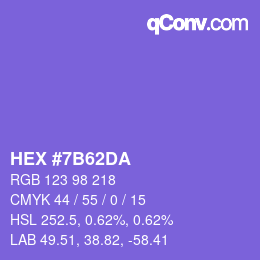 カラーコード: HEX #7B62DA | qconv.com