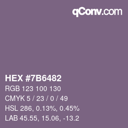 颜色代码: HEX #7B6482 | qconv.com