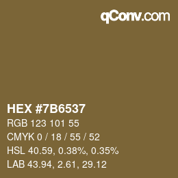 Farbcode: HEX #7B6537 | qconv.com