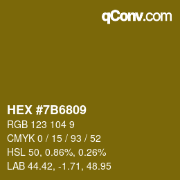 Color code: HEX #7B6809 | qconv.com