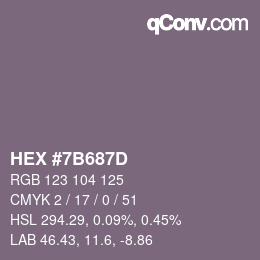 Color code: HEX #7B687D | qconv.com