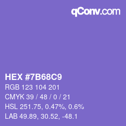カラーコード: HEX #7B68C9 | qconv.com