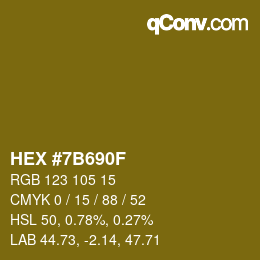 Color code: HEX #7B690F | qconv.com