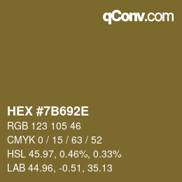 Color code: HEX #7B692E | qconv.com