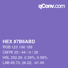 カラーコード: HEX #7B6ABD | qconv.com