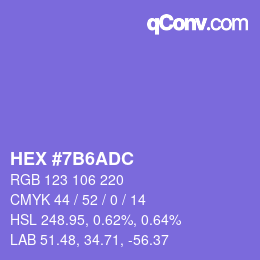Color code: HEX #7B6ADC | qconv.com