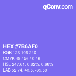 Color code: HEX #7B6AF0 | qconv.com