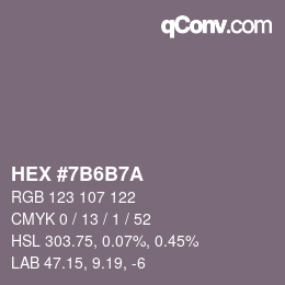 Color code: HEX #7B6B7A | qconv.com