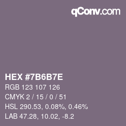 Color code: HEX #7B6B7E | qconv.com