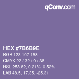 Color code: HEX #7B6B9E | qconv.com