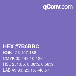 Color code: HEX #7B6BBC | qconv.com