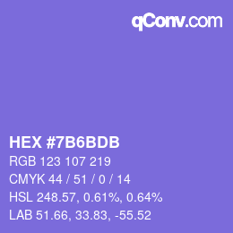 カラーコード: HEX #7B6BDB | qconv.com