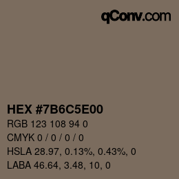 Color code: HEX #7B6C5E00 | qconv.com