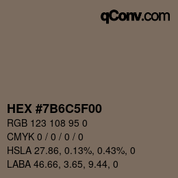 Color code: HEX #7B6C5F00 | qconv.com