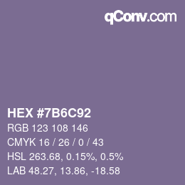 カラーコード: HEX #7B6C92 | qconv.com
