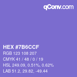 Color code: HEX #7B6CCF | qconv.com