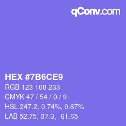 カラーコード: HEX #7B6CE9 | qconv.com