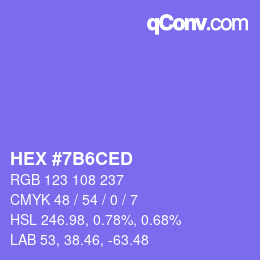 Color code: HEX #7B6CED | qconv.com