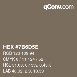 Color code: HEX #7B6D5E | qconv.com