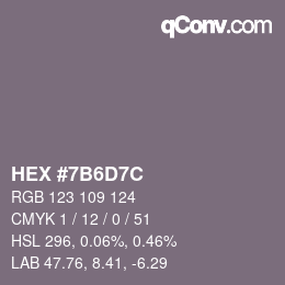 Color code: HEX #7B6D7C | qconv.com