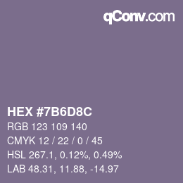 カラーコード: HEX #7B6D8C | qconv.com