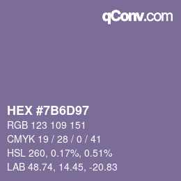 Color code: HEX #7B6D97 | qconv.com