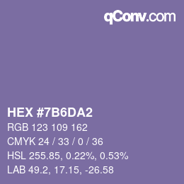 颜色代码: HEX #7B6DA2 | qconv.com