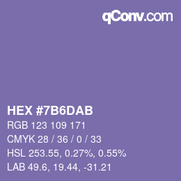 颜色代码: HEX #7B6DAB | qconv.com
