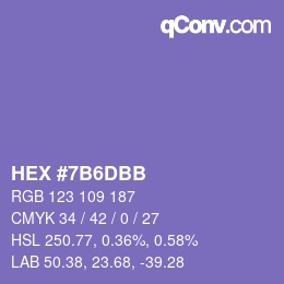 颜色代码: HEX #7B6DBB | qconv.com