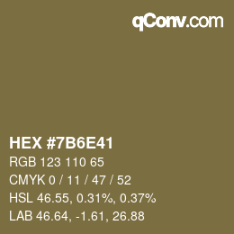 カラーコード: HEX #7B6E41 | qconv.com