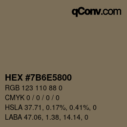 Color code: HEX #7B6E5800 | qconv.com