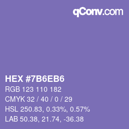 カラーコード: HEX #7B6EB6 | qconv.com