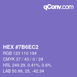 カラーコード: HEX #7B6EC2 | qconv.com