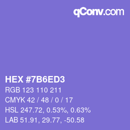 カラーコード: HEX #7B6ED3 | qconv.com