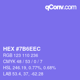 Color code: HEX #7B6EEC | qconv.com
