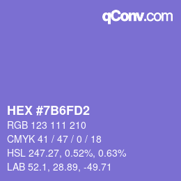 カラーコード: HEX #7B6FD2 | qconv.com