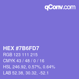 カラーコード: HEX #7B6FD7 | qconv.com