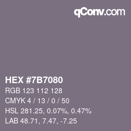 Color code: HEX #7B7080 | qconv.com